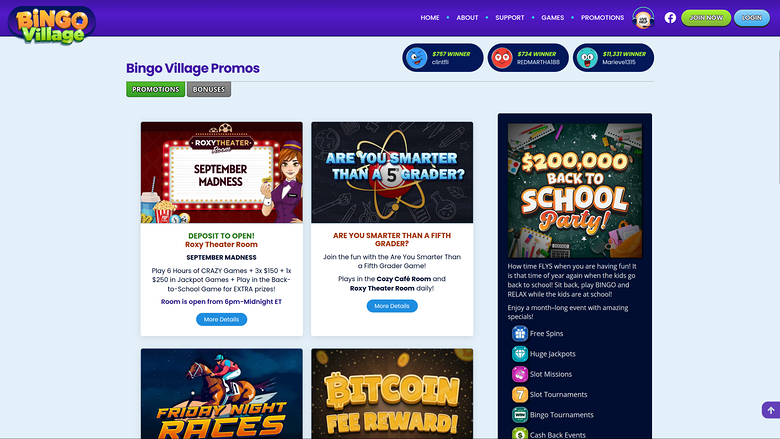 Promotions de la version de bureau de Bingo Village Casino