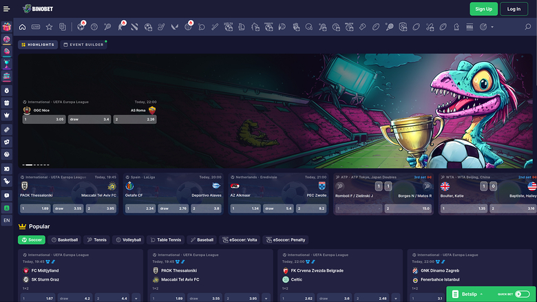 Sports de la version bureau de Bino.bet Casino