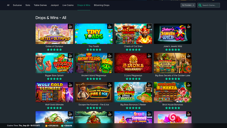 Drops and Wins sur ordinateur de Bitcoin.com Games Casino