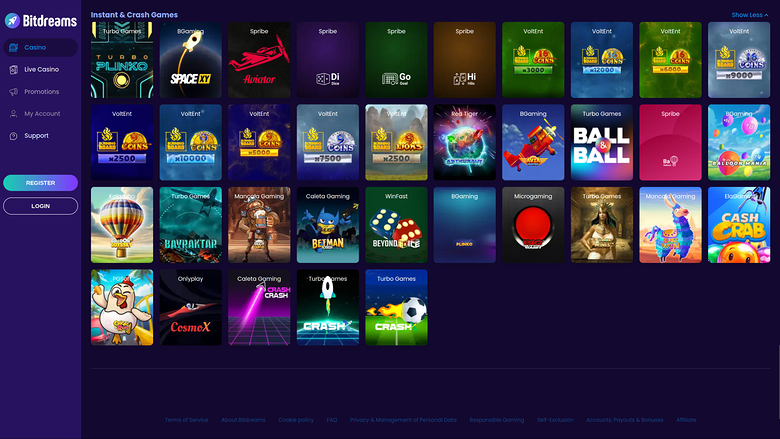 Juegos crash de escritorio de Bitdreams Casino