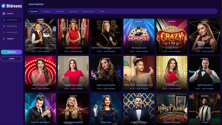 Crupier en vivo de escritorio de Bitdreams Casino