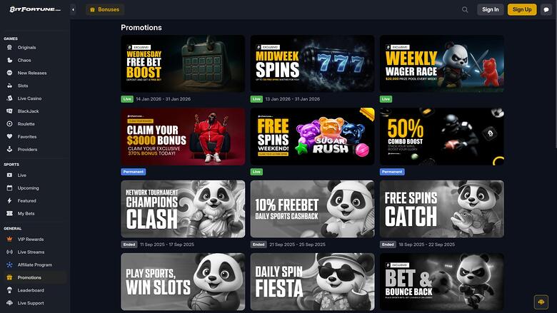 BitFortune Casino Promotions Desktop