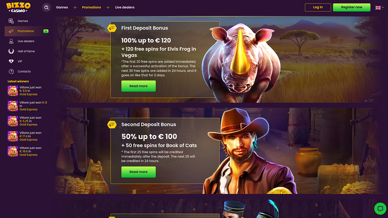 Promotions sur ordinateur de Bizzo Casino