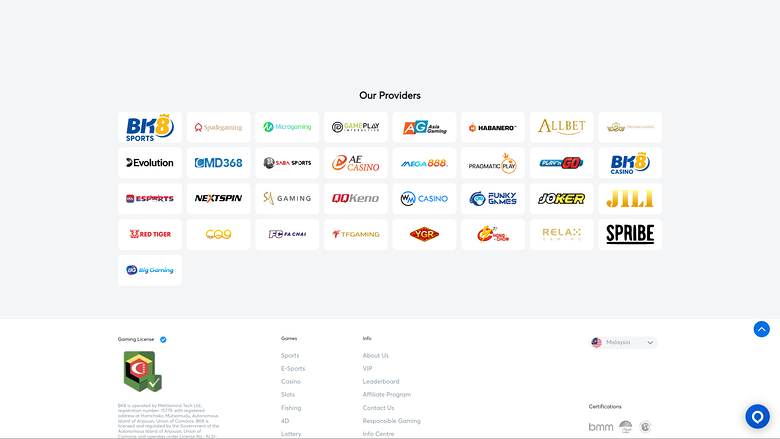 Développeurs de jeux sur ordinateur de BK8 Casino