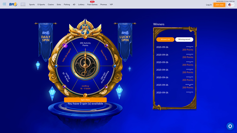 Roue de la chance sur ordinateur de BK8 Casino