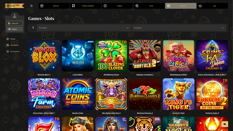Jeux de bureau de Black Label Casino