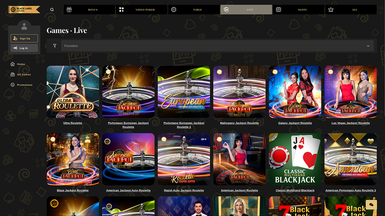 Croupier en direct de bureau de Black Label Casino