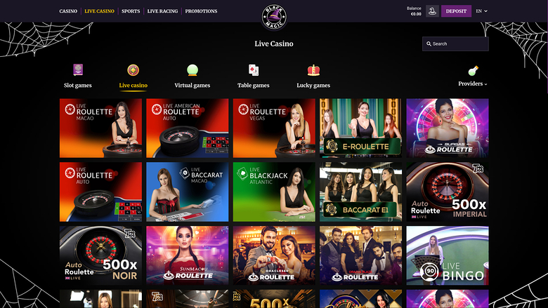 Croupier en direct sur bureau de Black Magic Casino