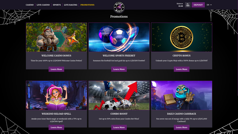 Promotions de bureau de Black Magic Casino