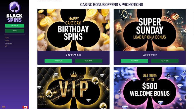 Promotions de bureau de Black Spins Casino