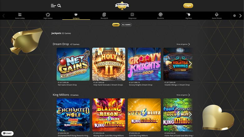 Jackpot desktop di BlackJack City Casino