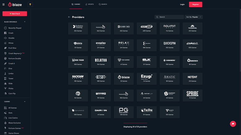Blaze Casino Desktop-Spielentwickler