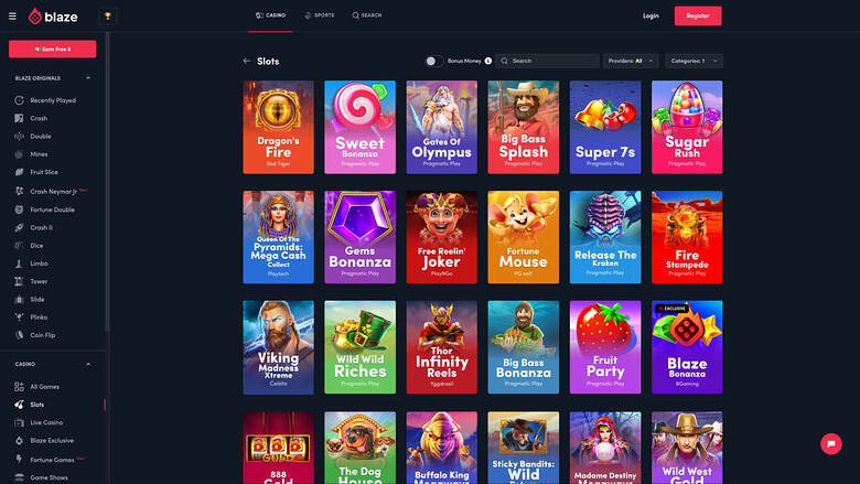 Jogos do Blaze Casino para desktop