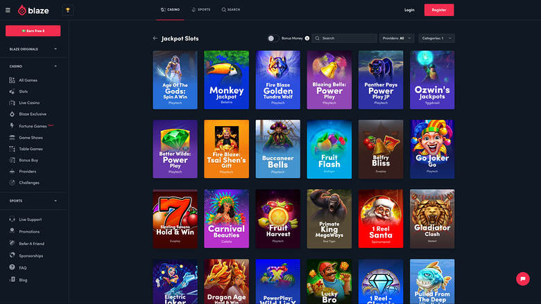 Jackpot do Blaze Casino para desktop