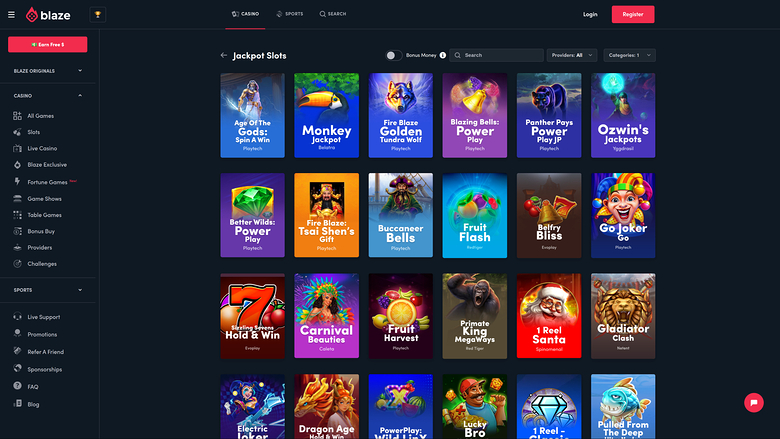 Blaze Casino Desktop-Jackpot