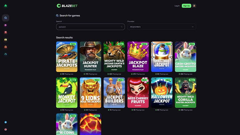 BlazeBet Casino Jackpot Desktop
