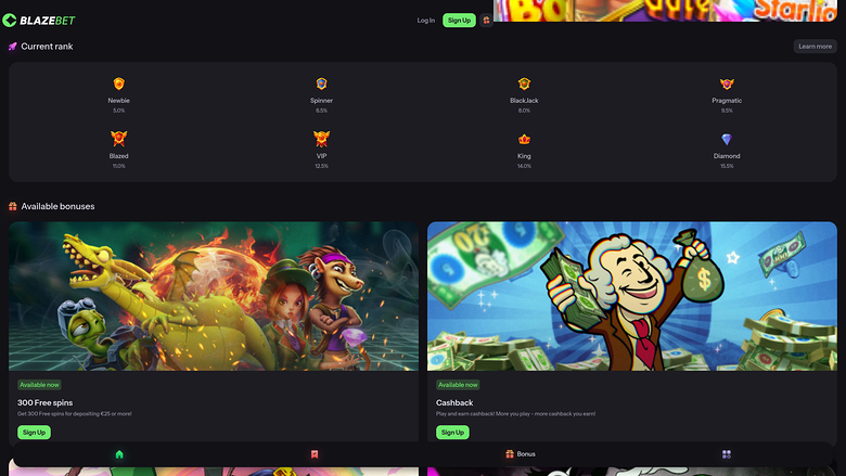 Promociones de BlazeBet Casino para ordenador