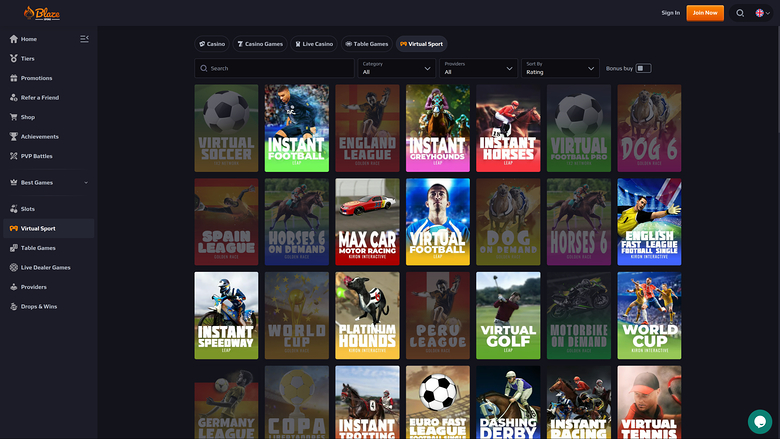 Sports virtuels sur bureau de BlazeSpins Casino