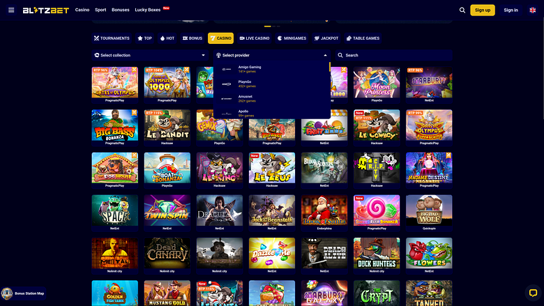 Sviluppatori di giochi di Blitzbet Casino desktop