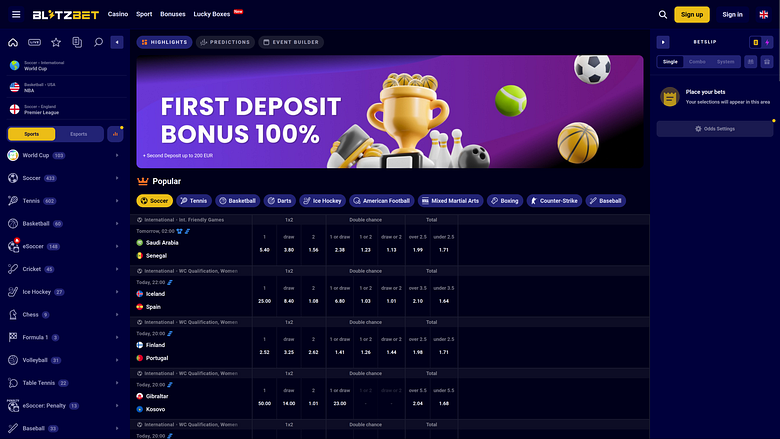 Blitzbet Casino sport desktop