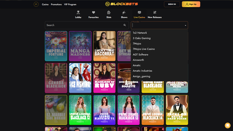 Développeurs de jeux sur bureau de BlockBets Casino