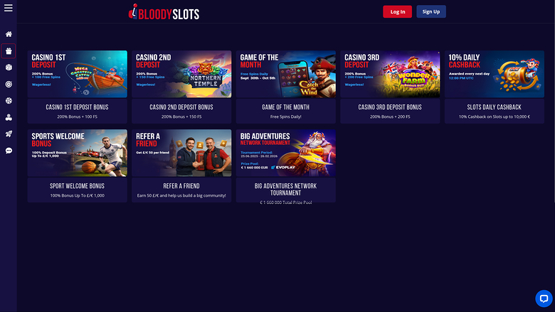Promozioni desktop di BloodySlots Casino
