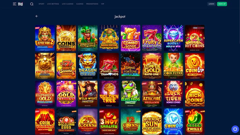 Jackpot de BlueChip Casino sur ordinateur