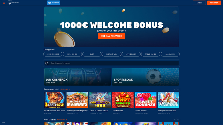 Page d'accueil de bureau de Bof Casino