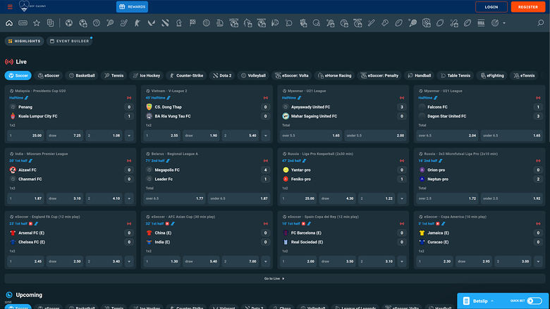 Sports de bureau de Bof Casino