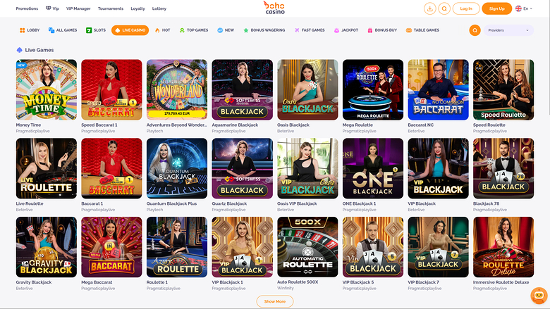 Boho Casino Desktop Live Dealer