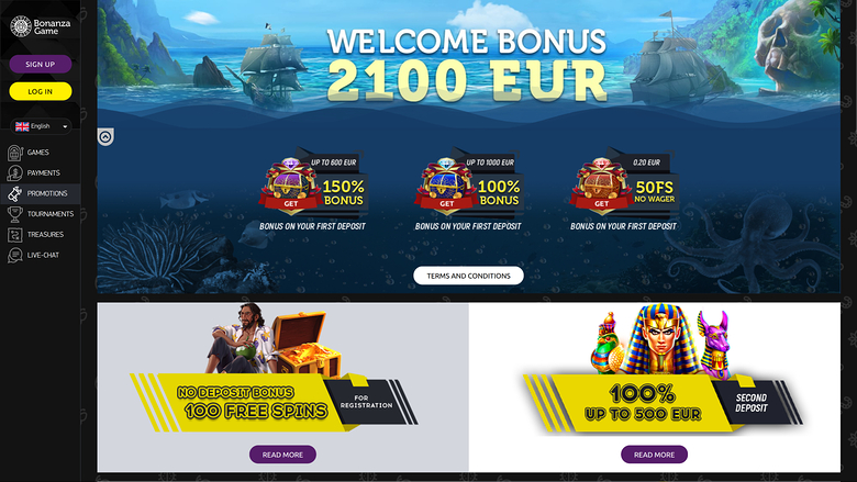 Promotions sur bureau de Bonanza Game Casino