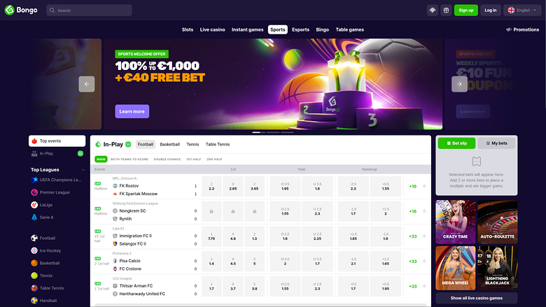 Sport desktop di Bongo Casino