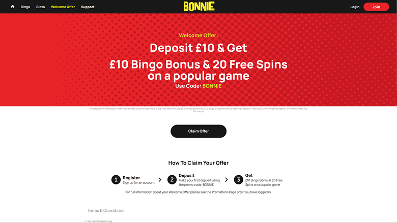 Promotions de Bonnie Bingo sur ordinateur