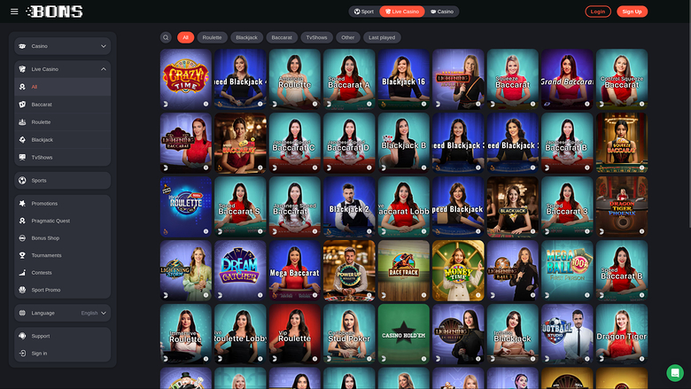 Croupier en direct de Bons Casino sur ordinateur