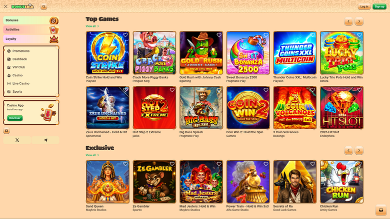 Jogos de computador do Cassino Bonseria