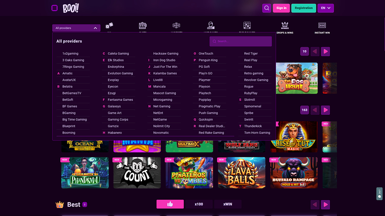 Desenvolvedores de jogos do Booi Casino para desktop