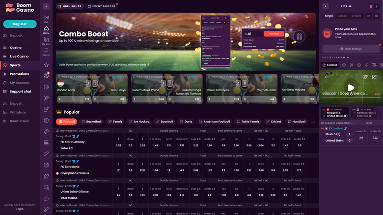 Sports de Boom Casino pour ordinateur de bureau