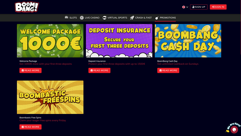 Boombang Casino Escritorio Promociones