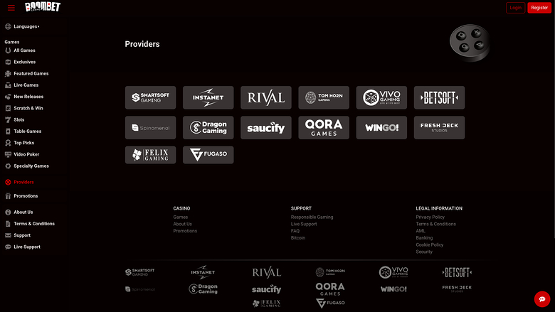 Développeurs de jeux de Boombet Casino sur ordinateur