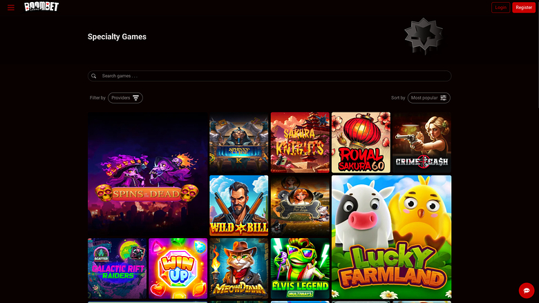 Jeux spéciaux de Boombet Casino sur ordinateur