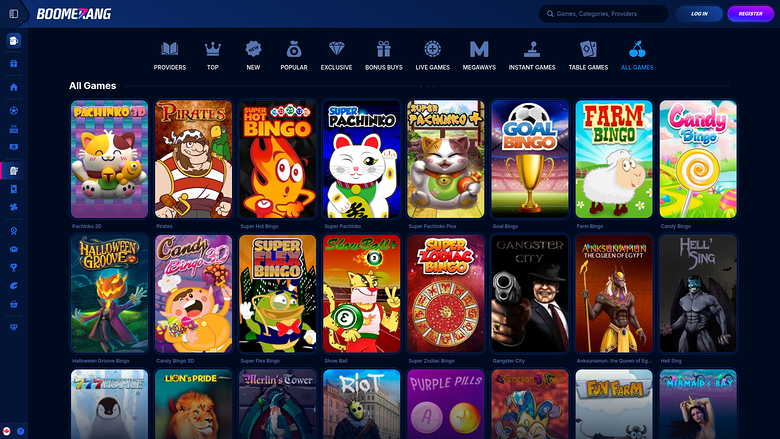 Boomerang Bet Casino Desktop-Spiele