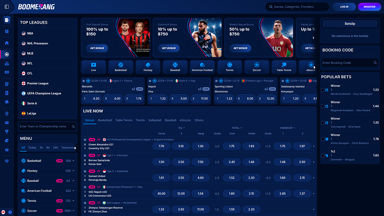 Boomerang Bet Casino Desktop-Sportwetten