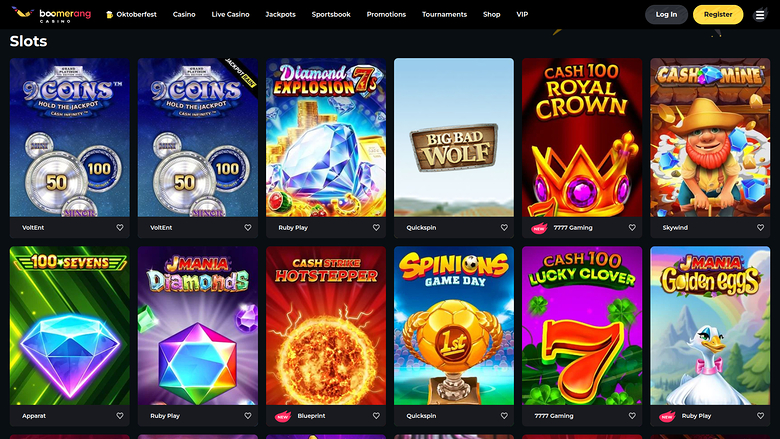 Jeux sur ordinateur de Boomerang Casino