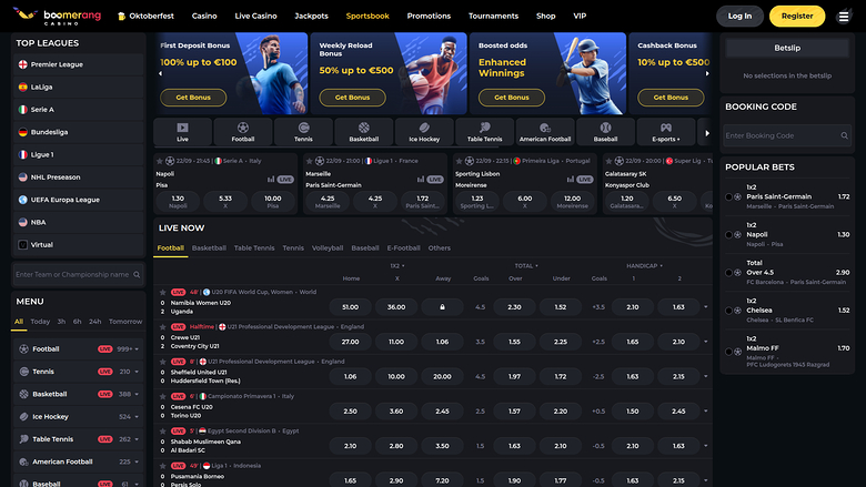 Sports sur ordinateur de Boomerang Casino