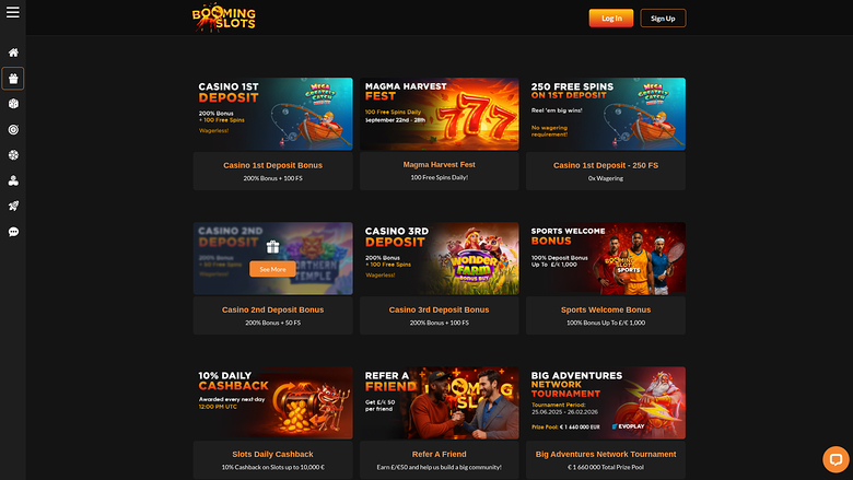 Promotions sur bureau de BoomingSlots Casino