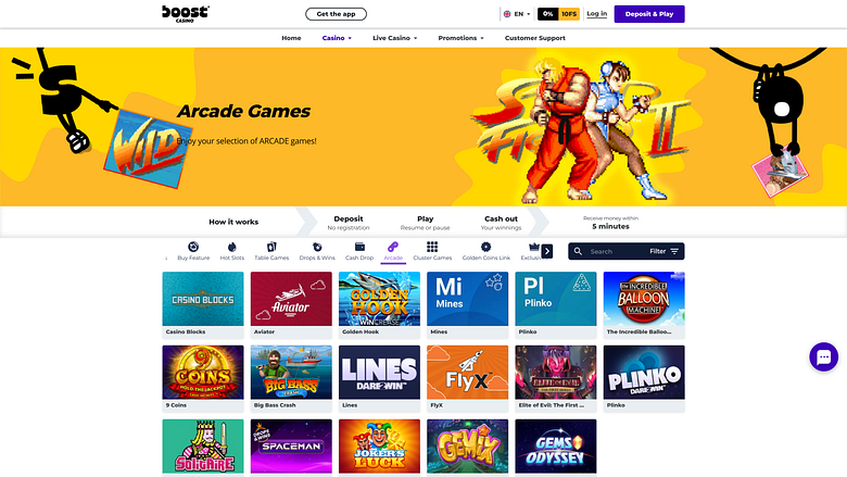 Настольные аркадные игры Boost Casino