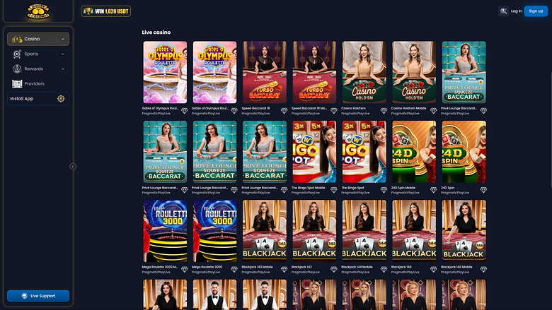 Booty Casino Live-Dealer-Seite