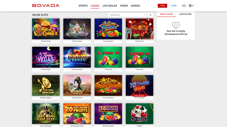 Giochi desktop di Bovada Casino