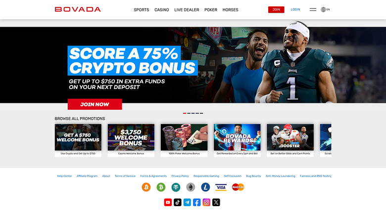 Promozioni desktop di Bovada Casino