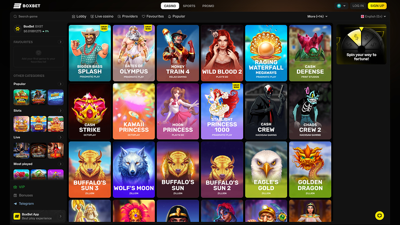 BoxBet Casino Desktop-Spiele
